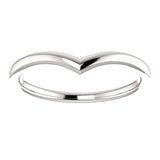 V Contour Wedding Band - Women's Plain V Shaped Curved Wedding Band in white gold