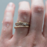 Gold Dewdrop Stacking Rings - Hand Carved Dainty Stacking Rings in Recycled Gold by Anueva Jewelry